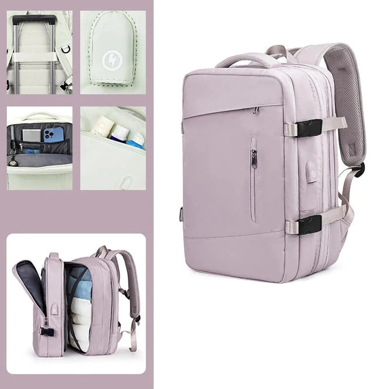 Mochila | MaxTravel - Impermeável para Viagem | Expansível até 39L | Porta USB