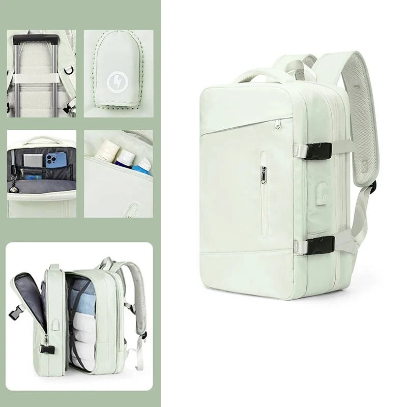 Mochila | MaxTravel - Impermeável para Viagem | Expansível até 39L | Porta USB