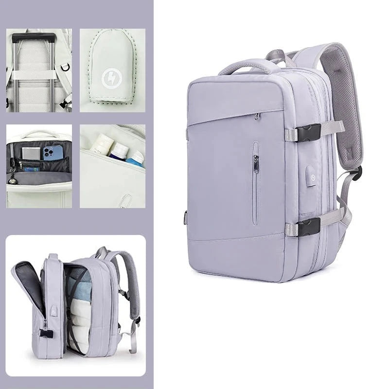 Mochila | MaxTravel - Impermeável para Viagem | Expansível até 39L | Porta USB