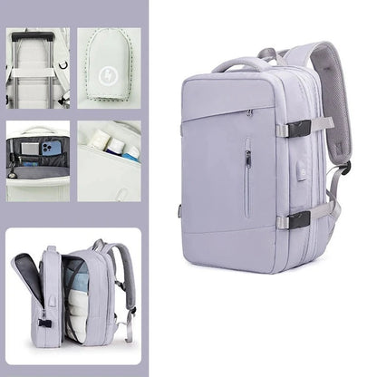 Mochila | MaxTravel - Impermeável para Viagem | Expansível até 39L | Porta USB